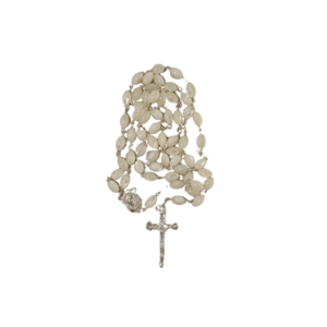 Natural Mother of pearl rosary with soil from holy land